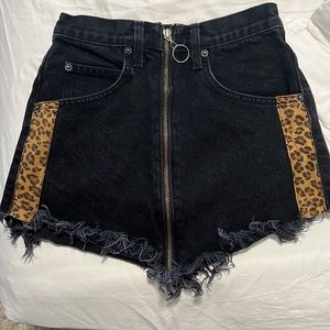 LF black skirt with cheetah print